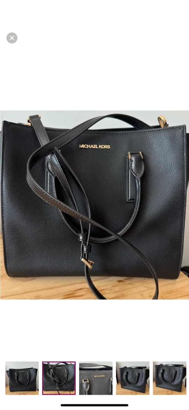 Michael Kors Black Leather Tote Bag image indicator(2)