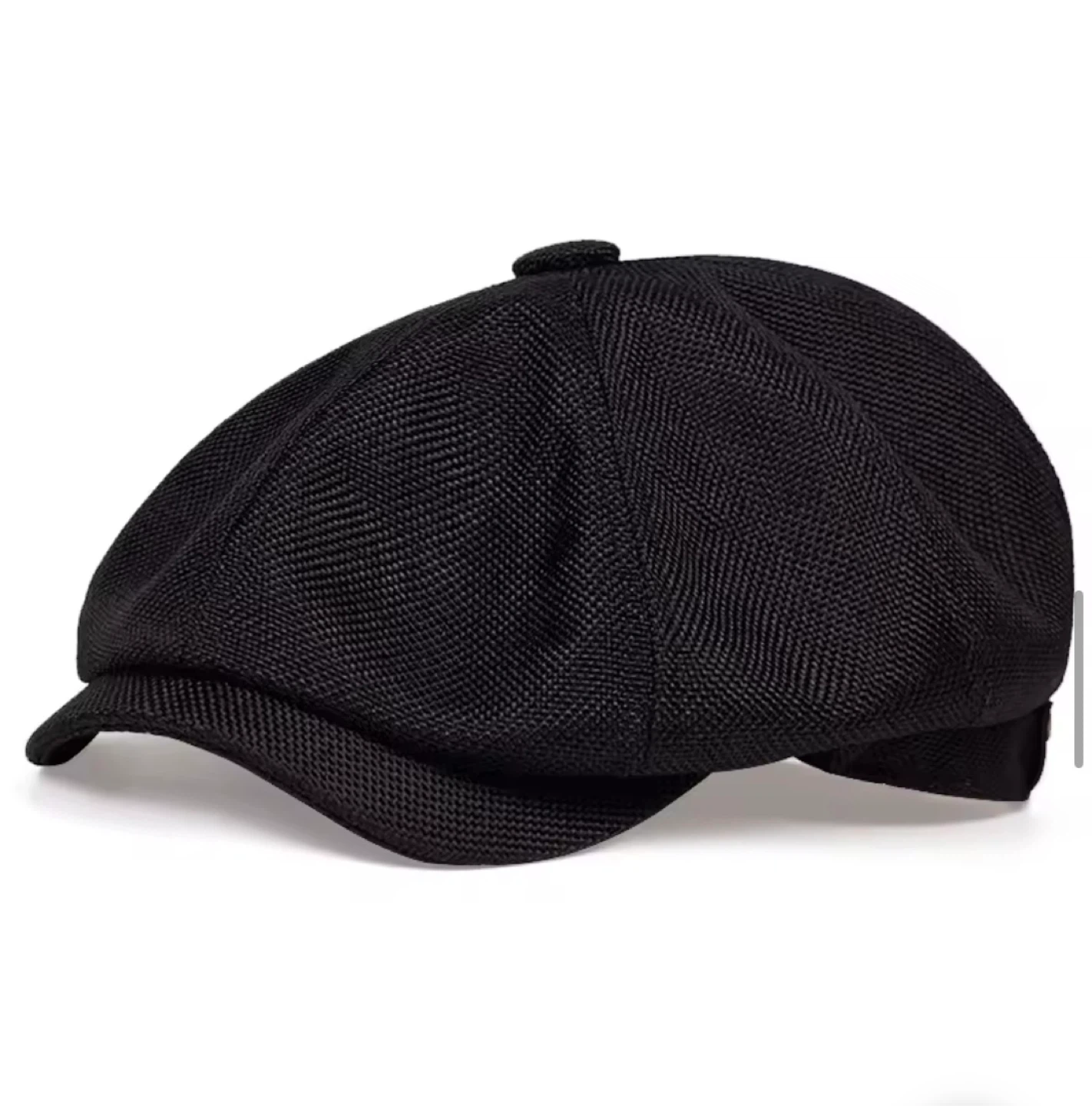 Black and white / black Linen Newsboy Cap - One Size - photo 4