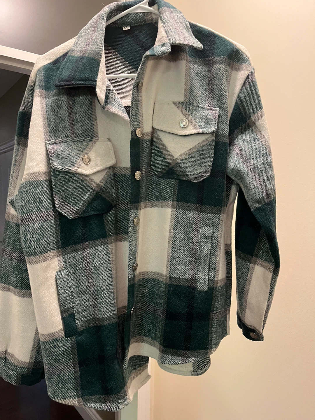 Green & White Plaid Shacket Size M