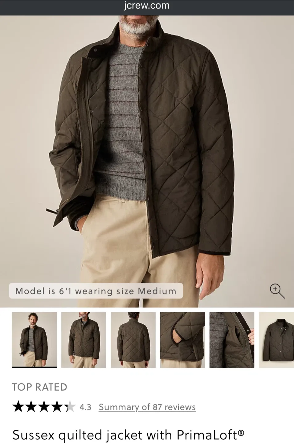 J.Crew Sussex Quilted Jacket, Olive image indicator(2)