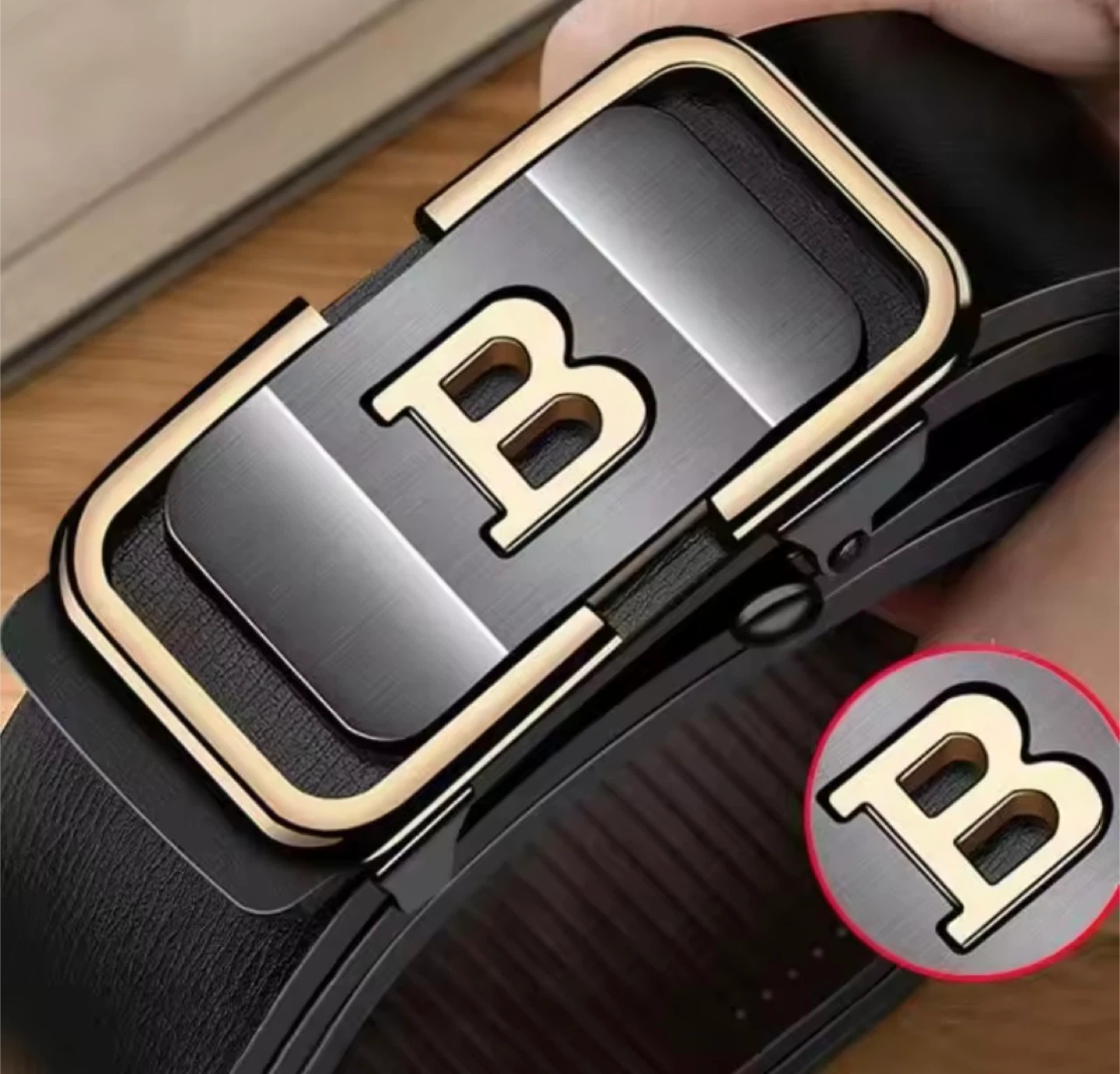 Leather Belt with 'B' Buckle - photo 2
