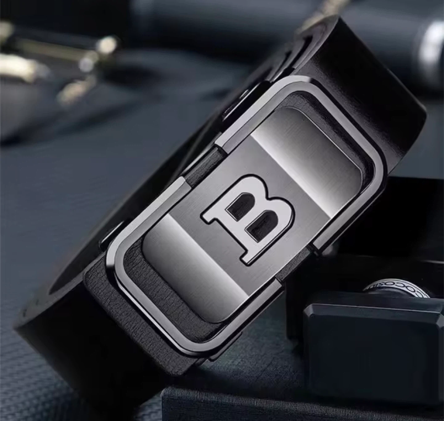 Leather Belt with 'B' Buckle