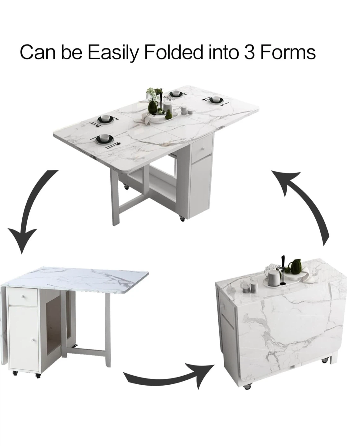 White Marble Folding Dining Table - photo 4