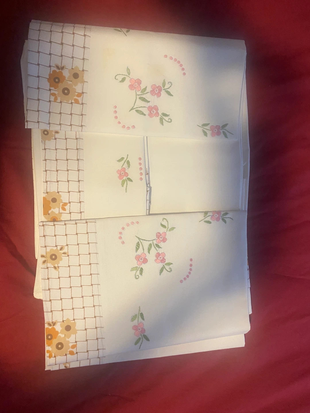 Vintage Floral Embroidered bed sheets from Italy