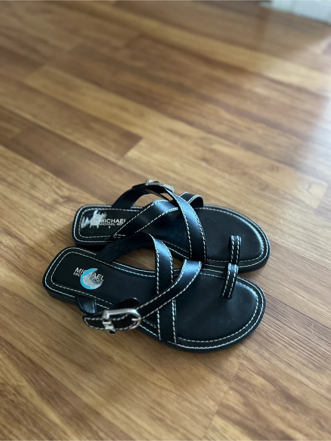 Michael Kors Black Leather Sandals, Size 6M - photo 2