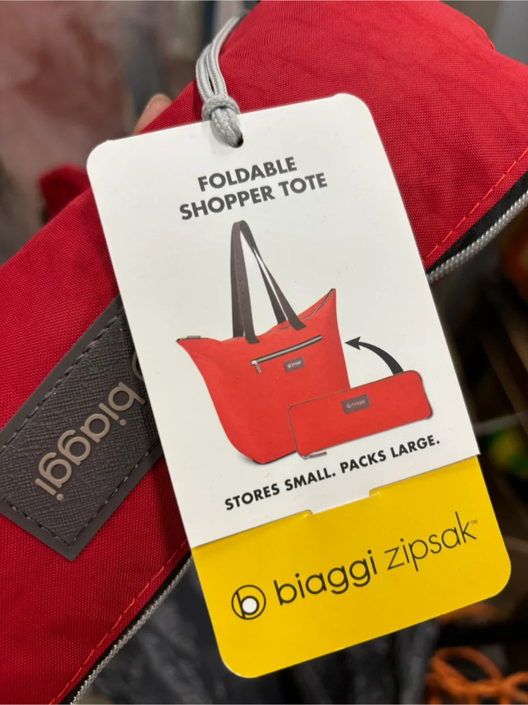 Biaggi Zipsak Foldable Shopper Tote - Red image indicator(5)