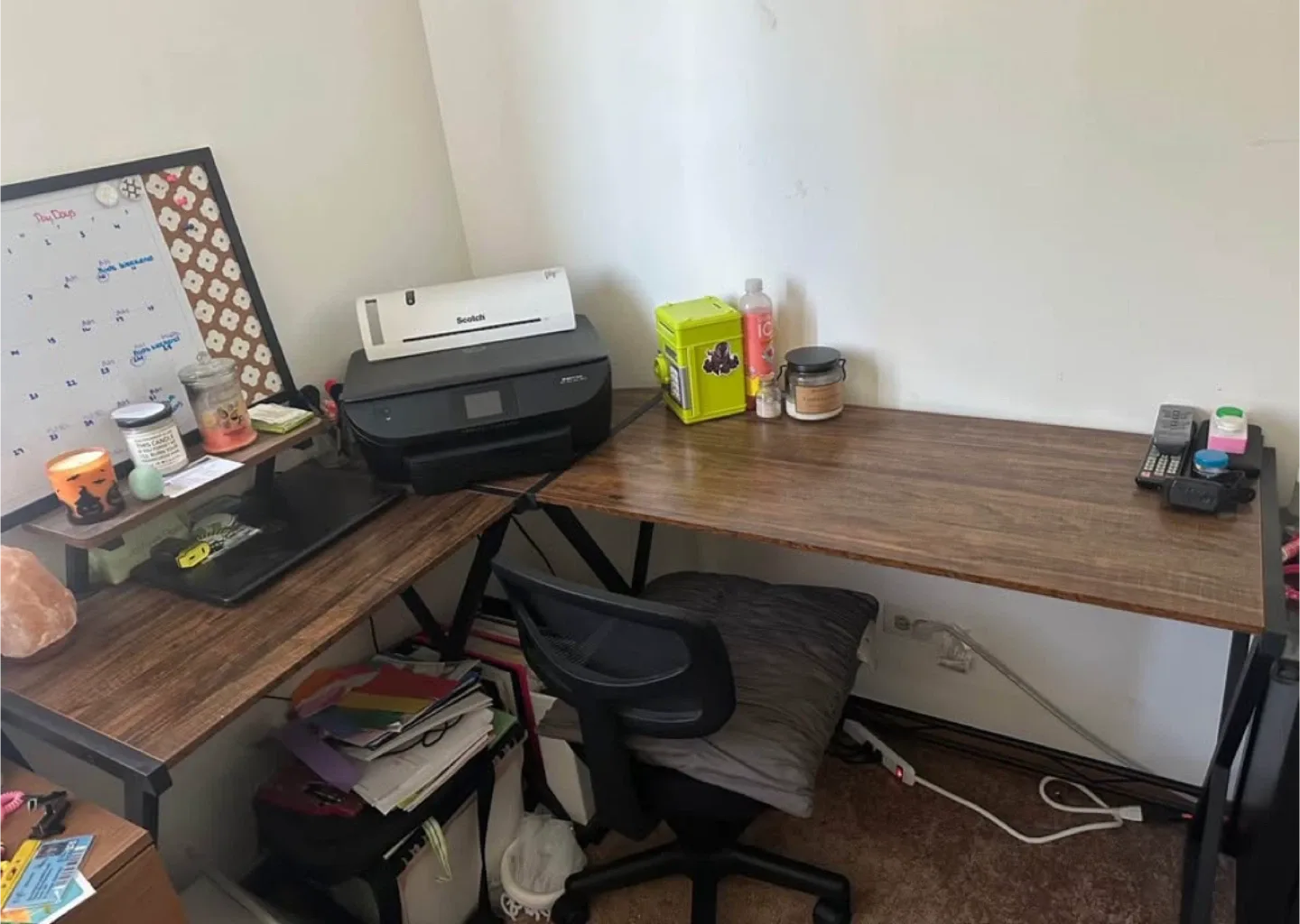 L-shaped Brown Wooden Desk image indicator(2)