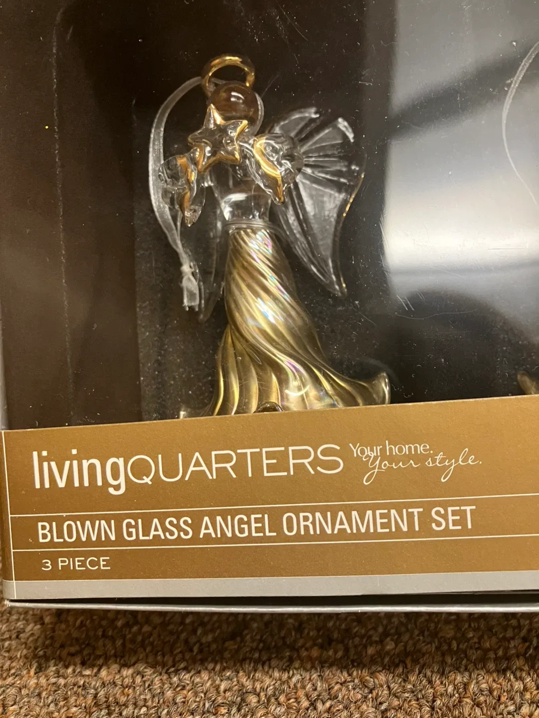 Living Quarters Blown Glass Angel Ornament Set - 3 Piece thumbnail