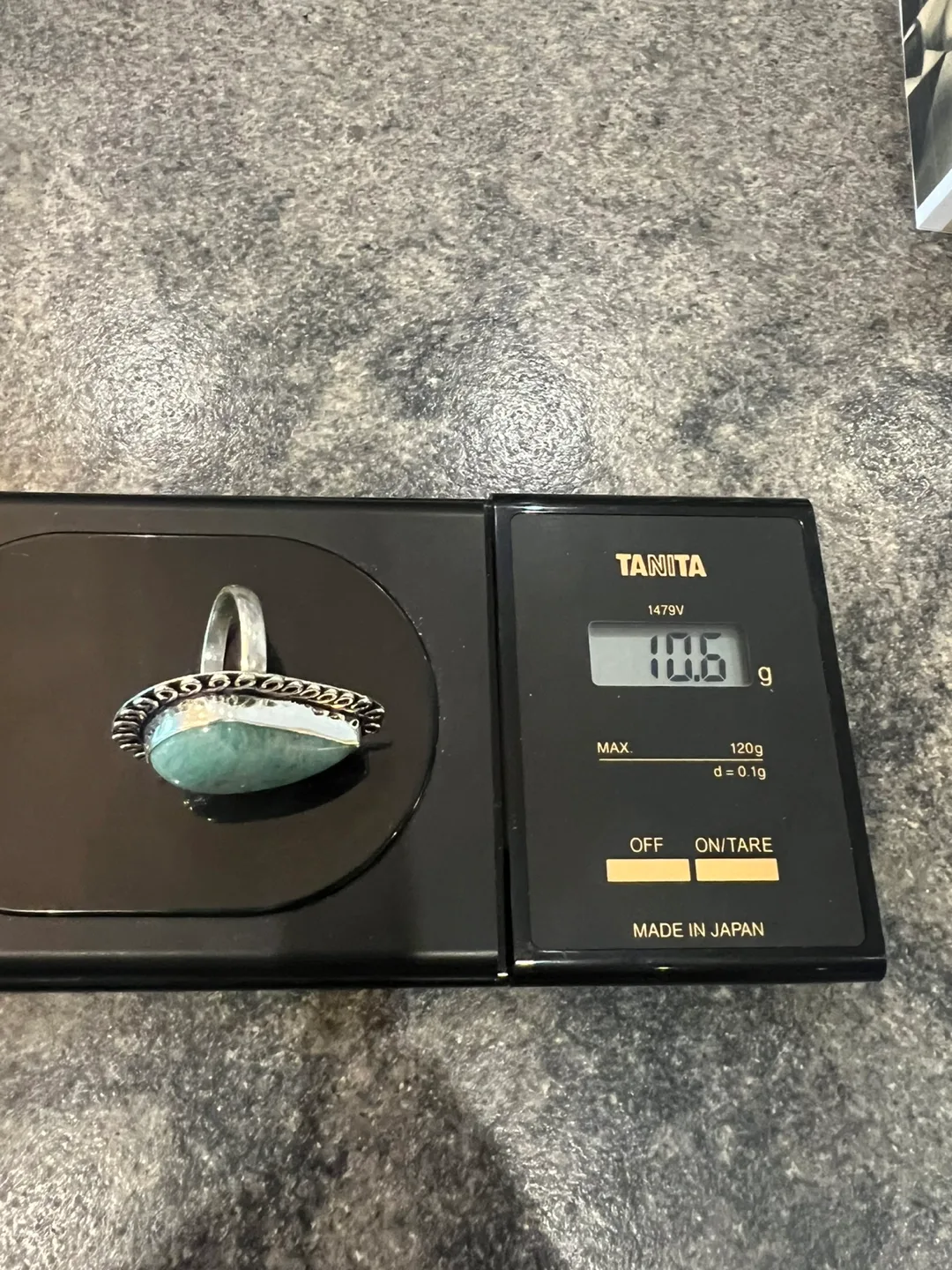 Vintage Teardrop Amazonite & Sterling Silver Ring image indicator(7)