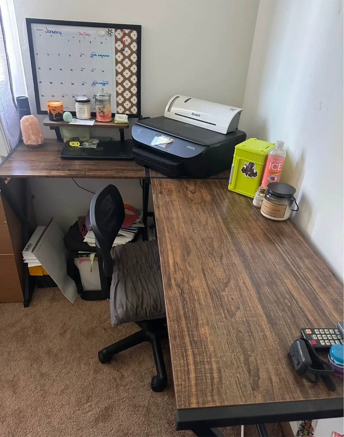 L-shaped Brown Wooden Desk image indicator(3)