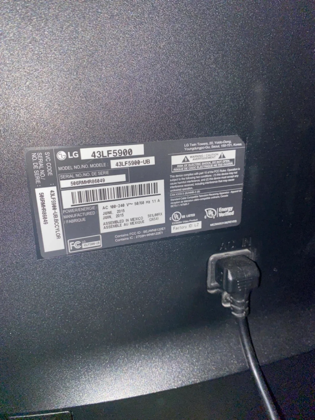 LG 43LF5900-UB 43" LED TV image indicator(2)