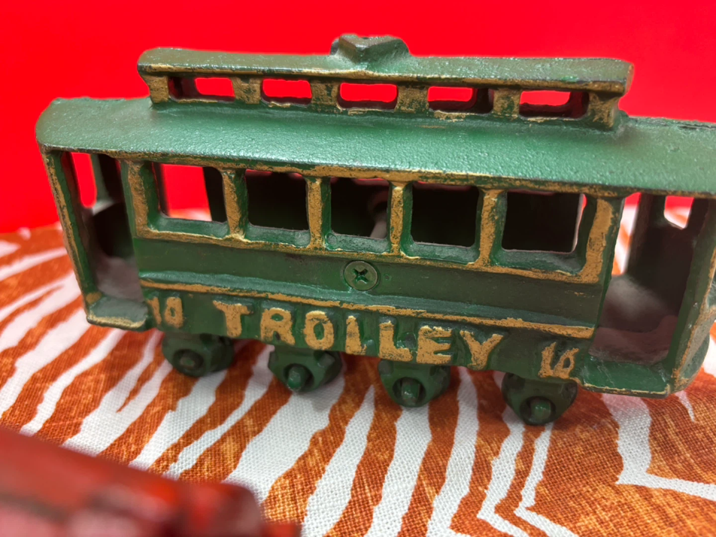 Vintage Cast Iron Toy Trolley & Fire Truck - photo 5