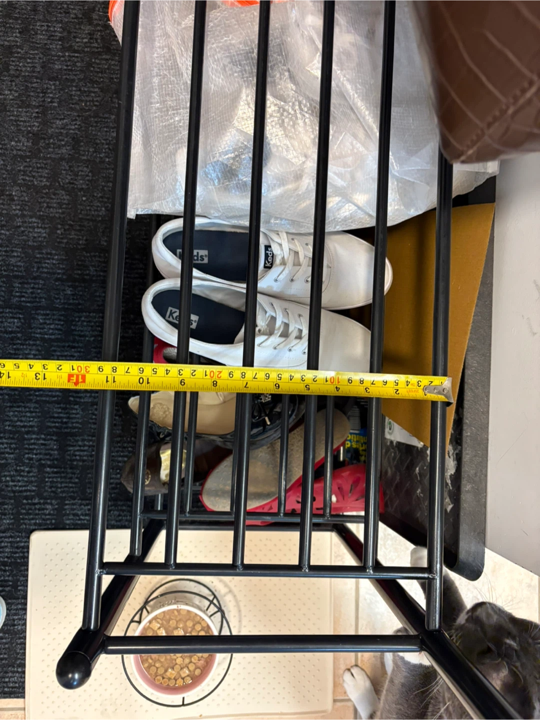 Black Metal Coat Rack with Shoe Storage - photo 4