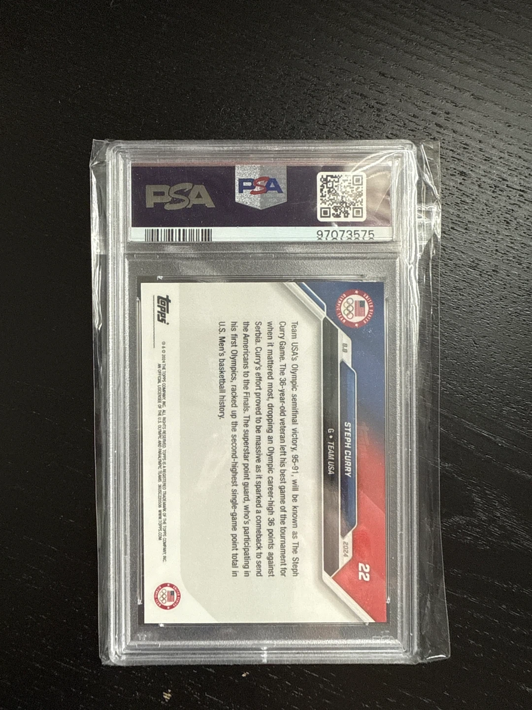 🥕2024 Topps Now Olympics Steph Curry #22 GEM MT 10 - photo 2