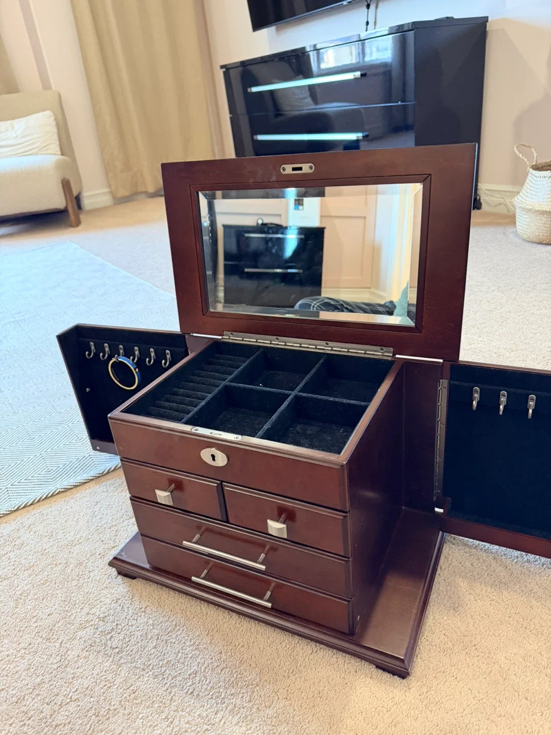 Wooden Jewelry Box with Mirror image indicator(3)