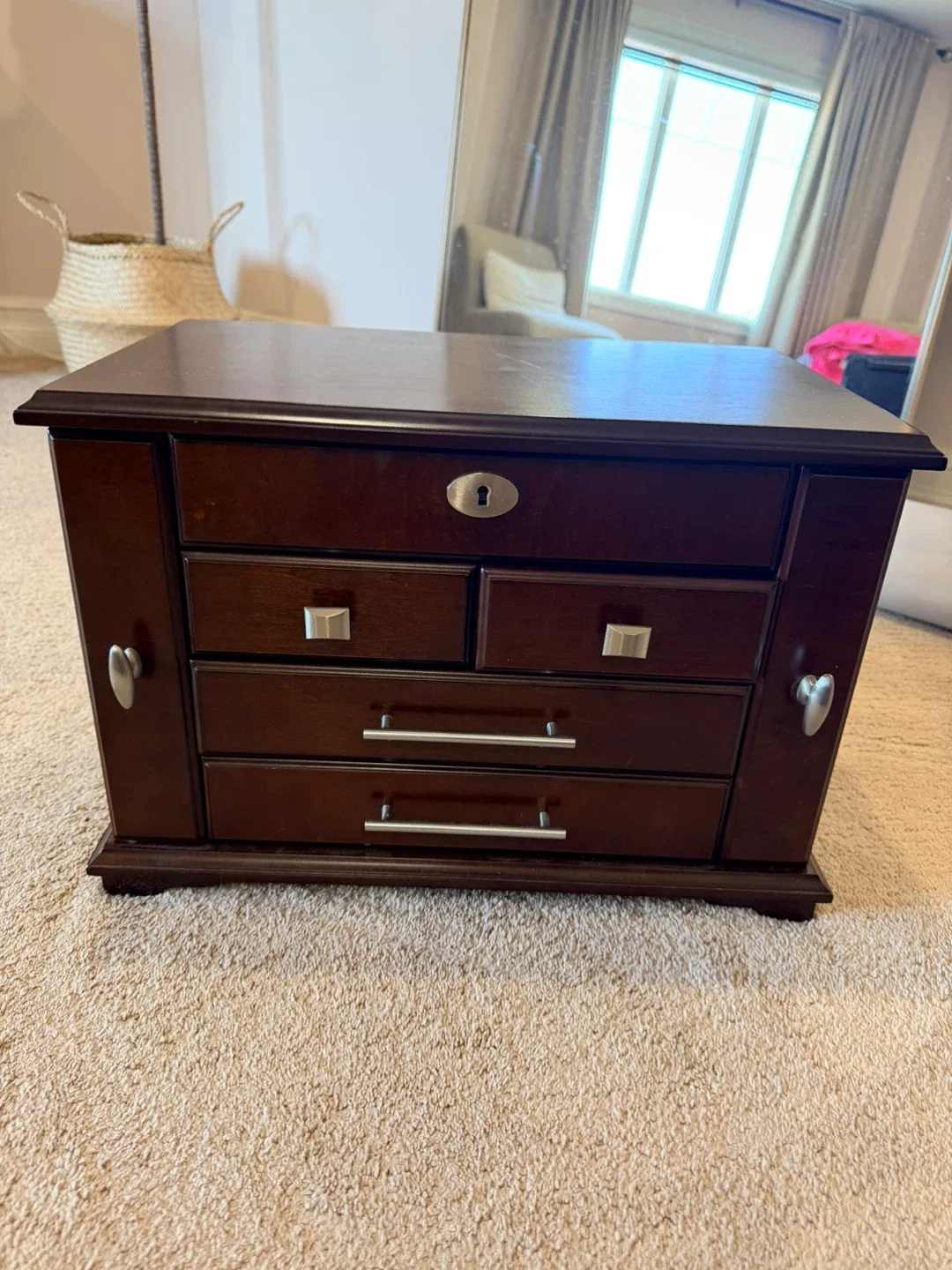 Wooden Jewelry Box with Mirror image indicator(5)