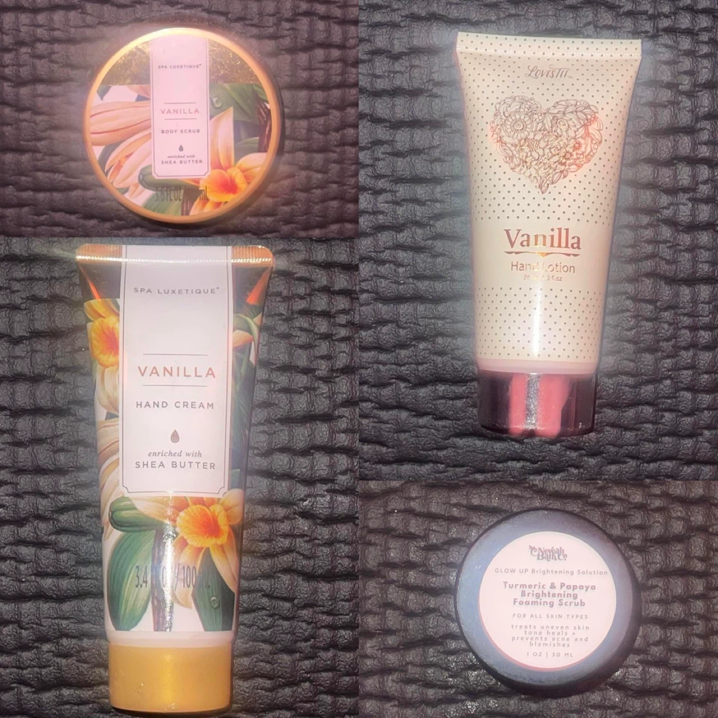 Hand cream, body scrub, hand lotion