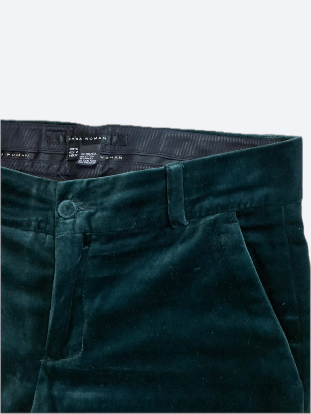 Zara Woman Green Velvet Pants - Size 4