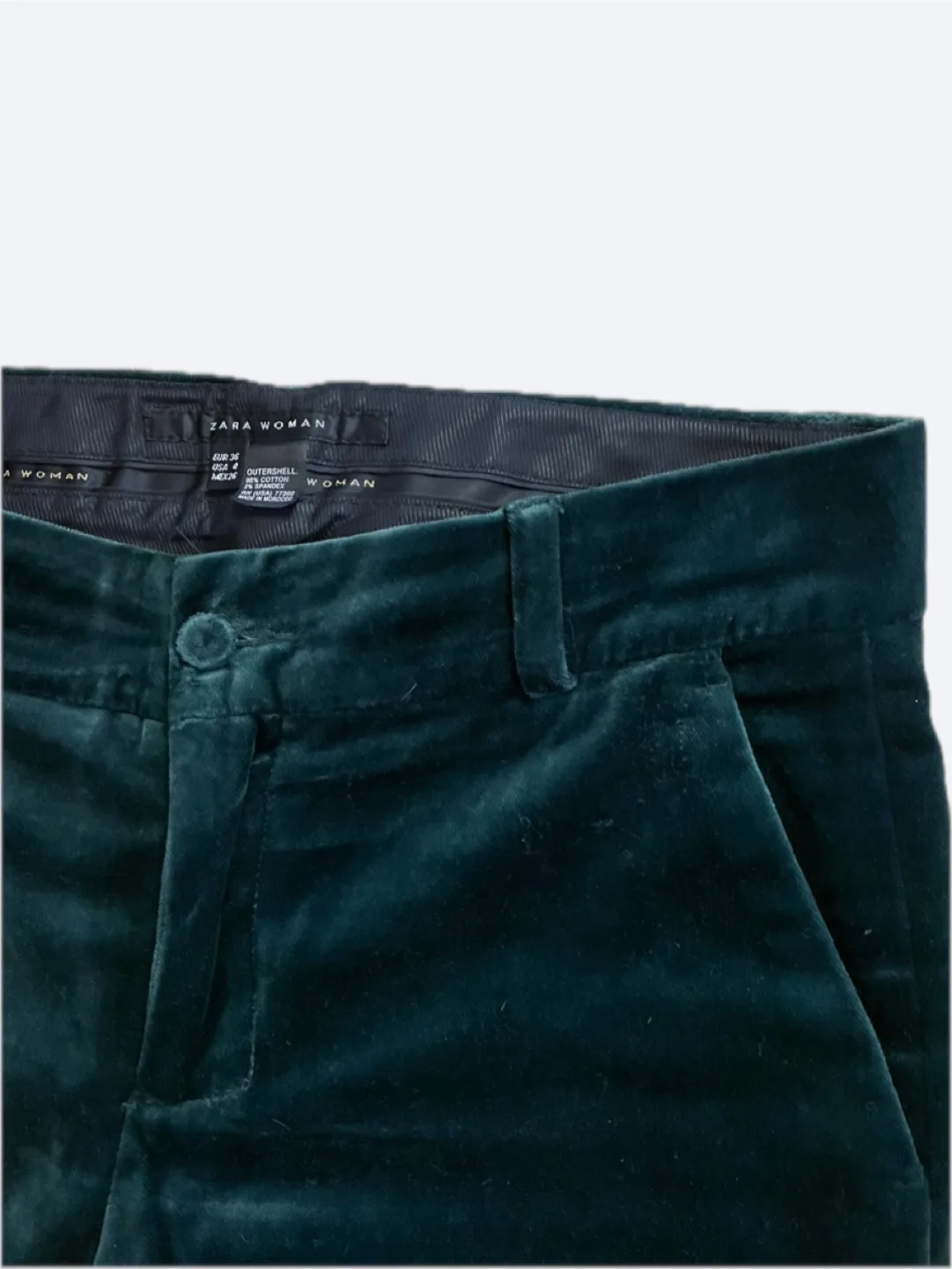 Zara Woman Green Velvet Pants - Size 4 thumbnail