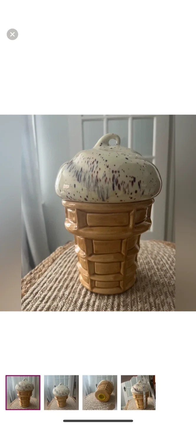 Ice Cream Cone Ceramic Coin Bank thumbnail