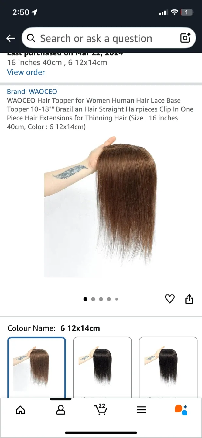 Human hair topper light brown, 16” image indicator(4)