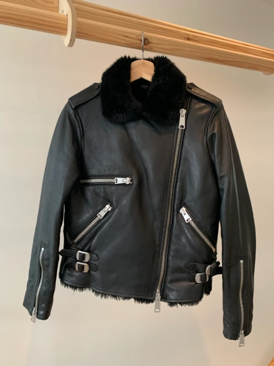 AllSaints Leather Biker Jacket, US 6 thumbnail