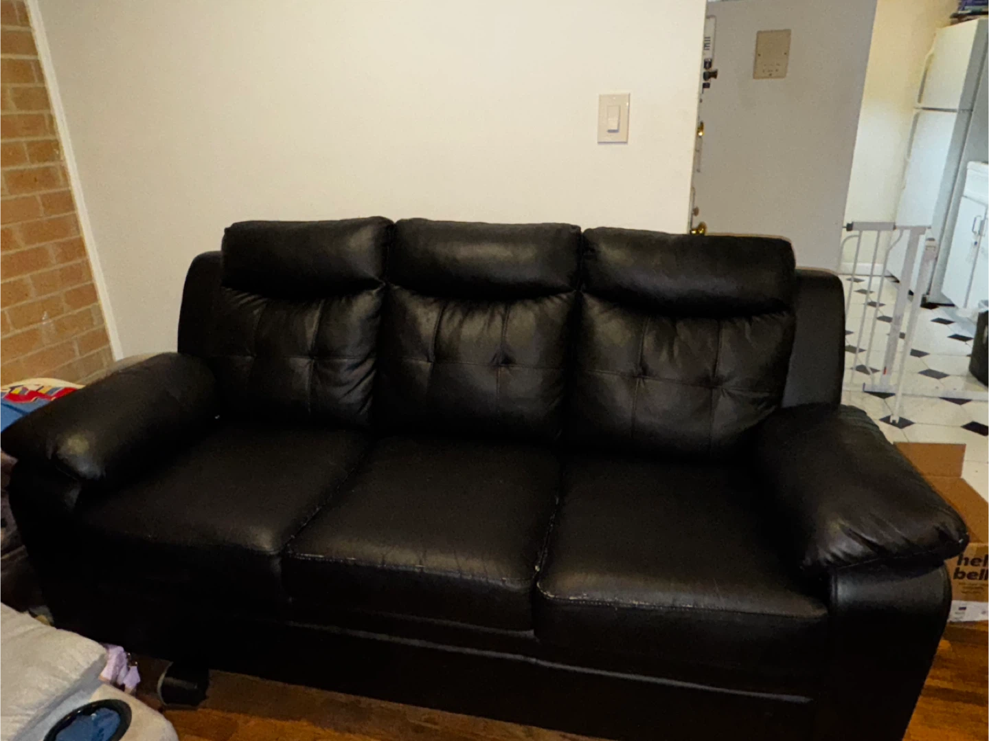 Black Leather Sofa Set PICK UP ONLY - photo 3