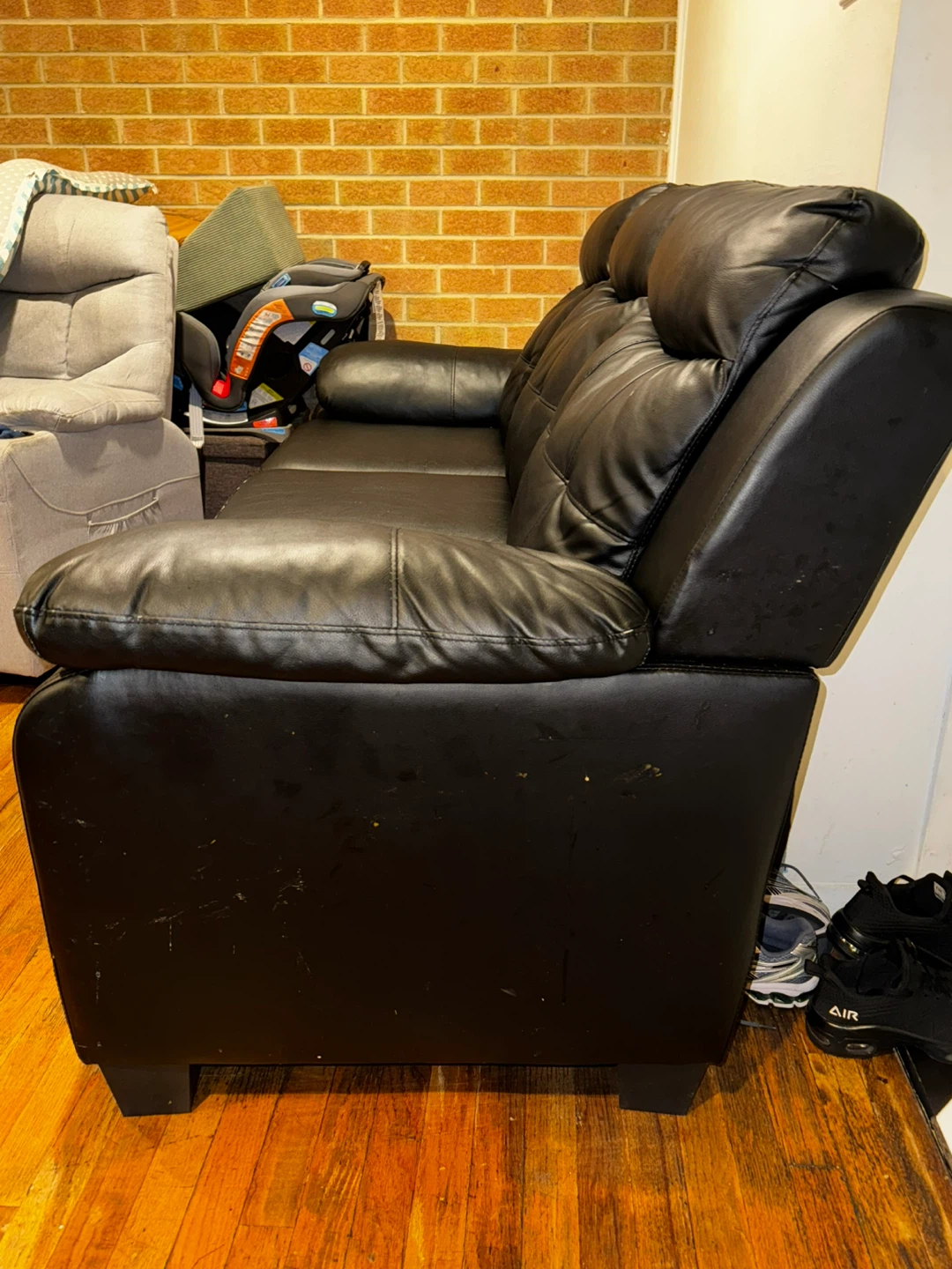 Black Leather Sofa Set PICK UP ONLY - photo 4