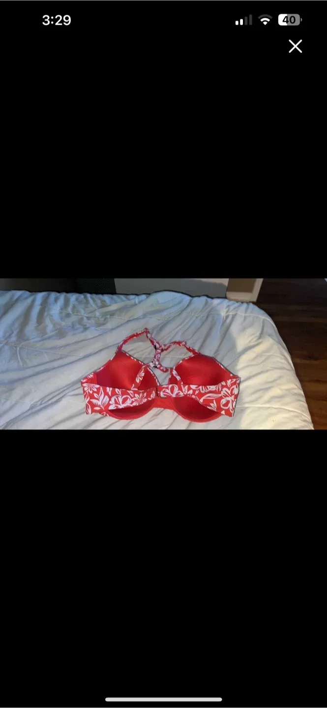 Red & White Floral Bikini Top image indicator(2)