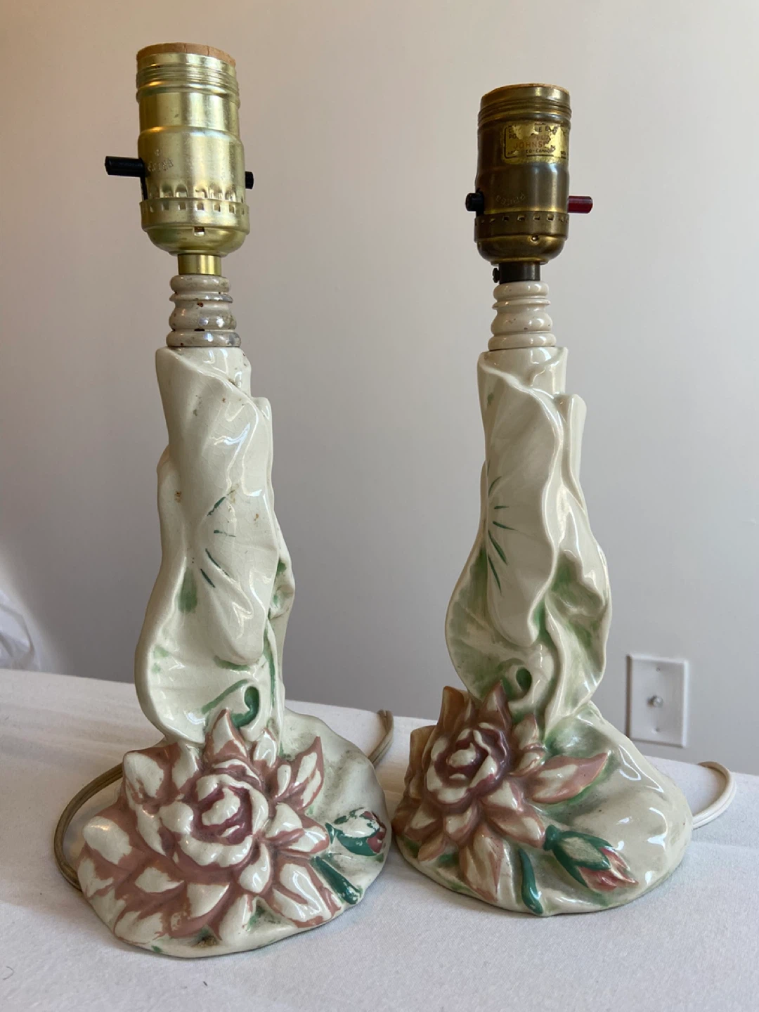 Vintage Floral Ceramic Table Lamps - Pair 🥕 - photo 2
