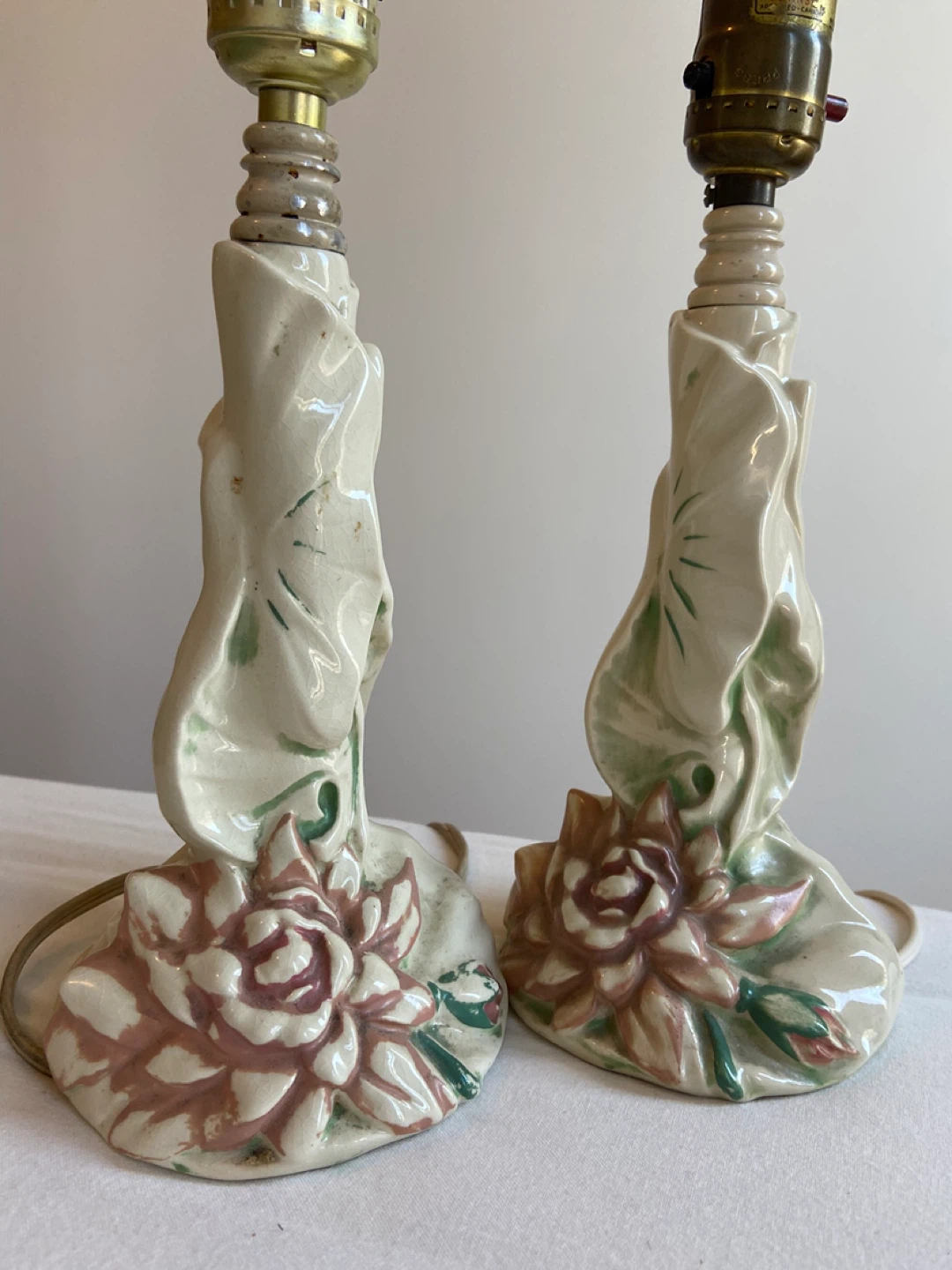 Vintage Floral Ceramic Table Lamps - Pair 🥕 - photo 4