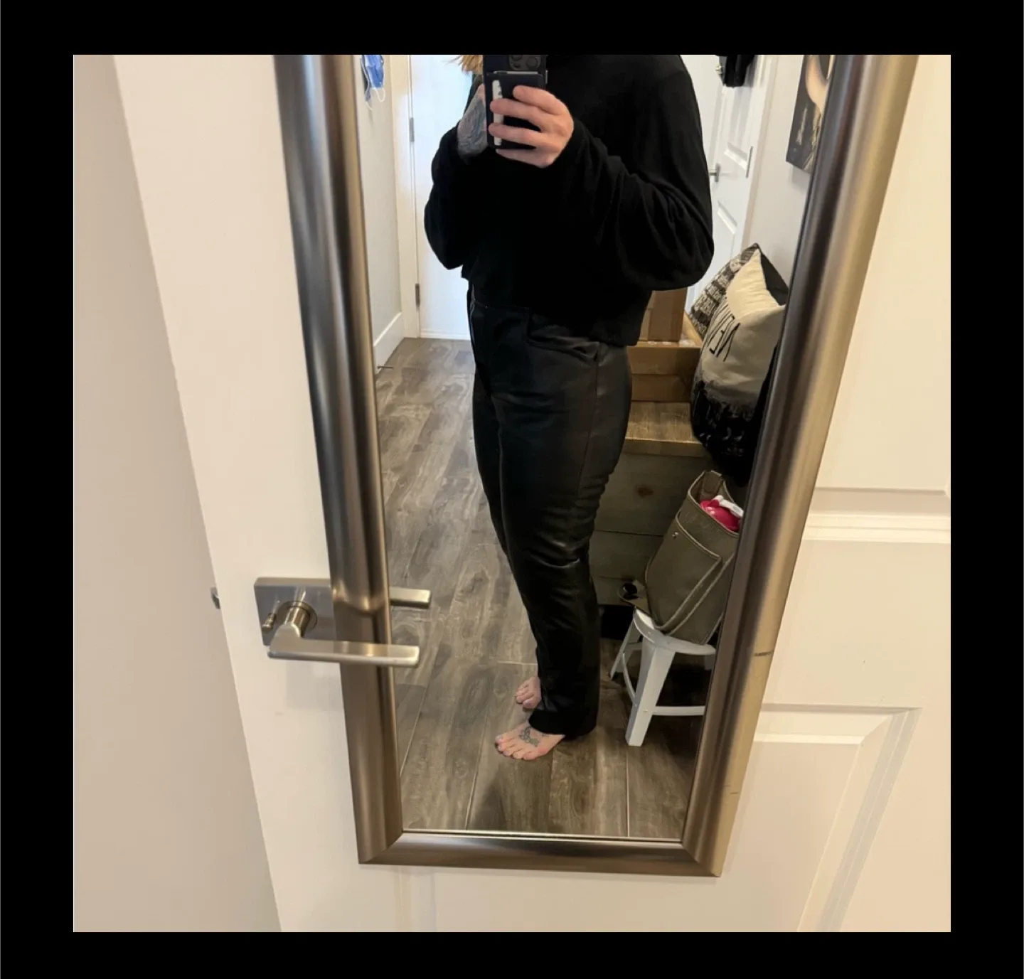 Vintage danier leather boot cut pants image indicator(10)