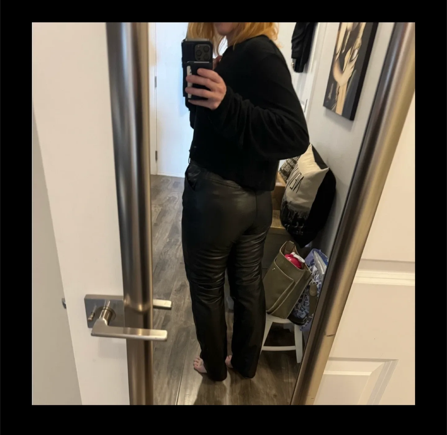 Vintage danier leather boot cut pants image indicator(9)