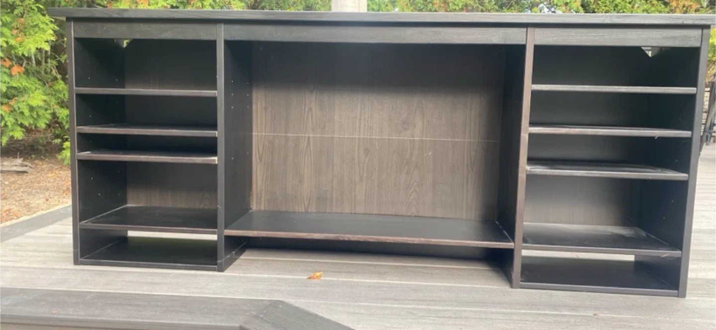 Black Media Console with Shelves IKEA computer hutch image indicator(2)