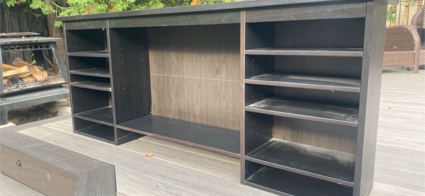 Black Media Console with Shelves IKEA computer hutch image indicator(3)