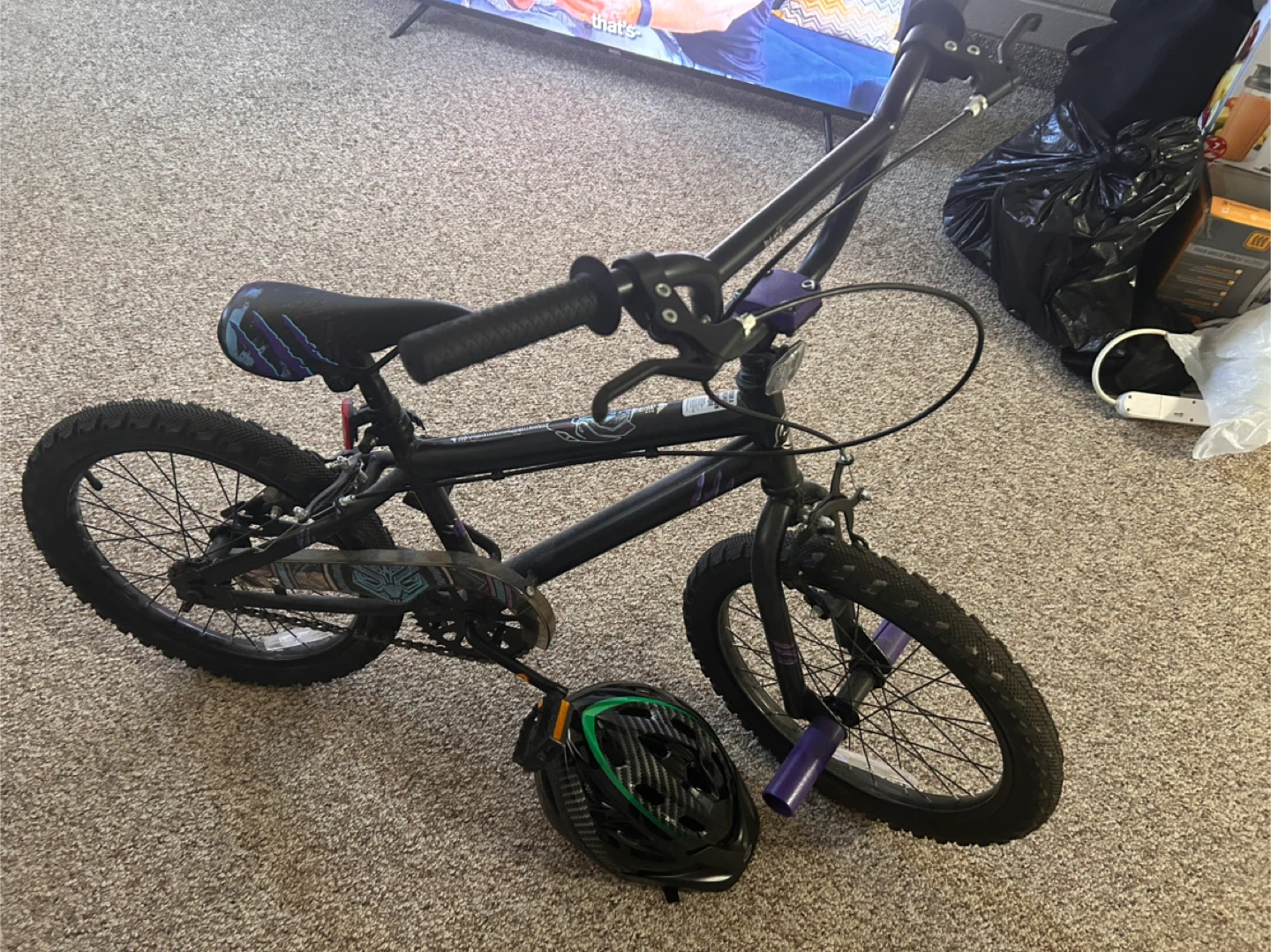 Huffy Black Panther Kids Bike 16-inch with Helmet