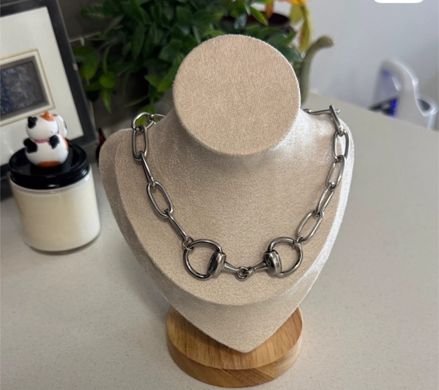 Silver Chain Link horsebit Necklace