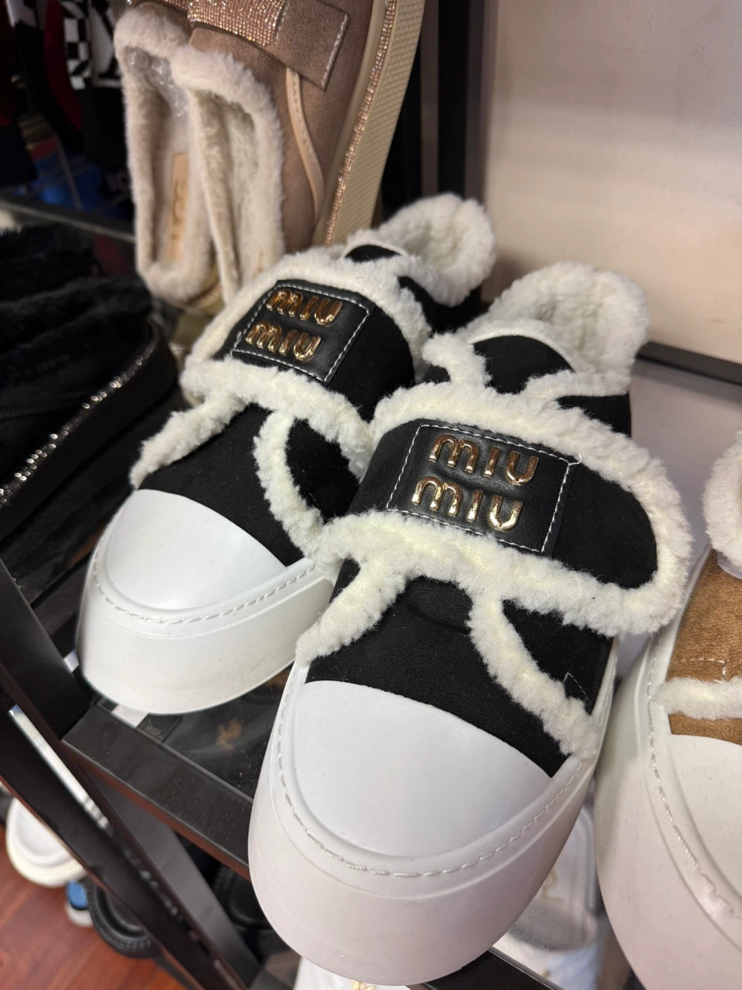 Miu Miu Shearling Trim Sneakers