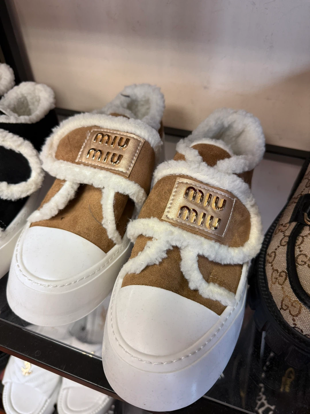 Miu Miu Shearling Trim Sneakers - photo 2