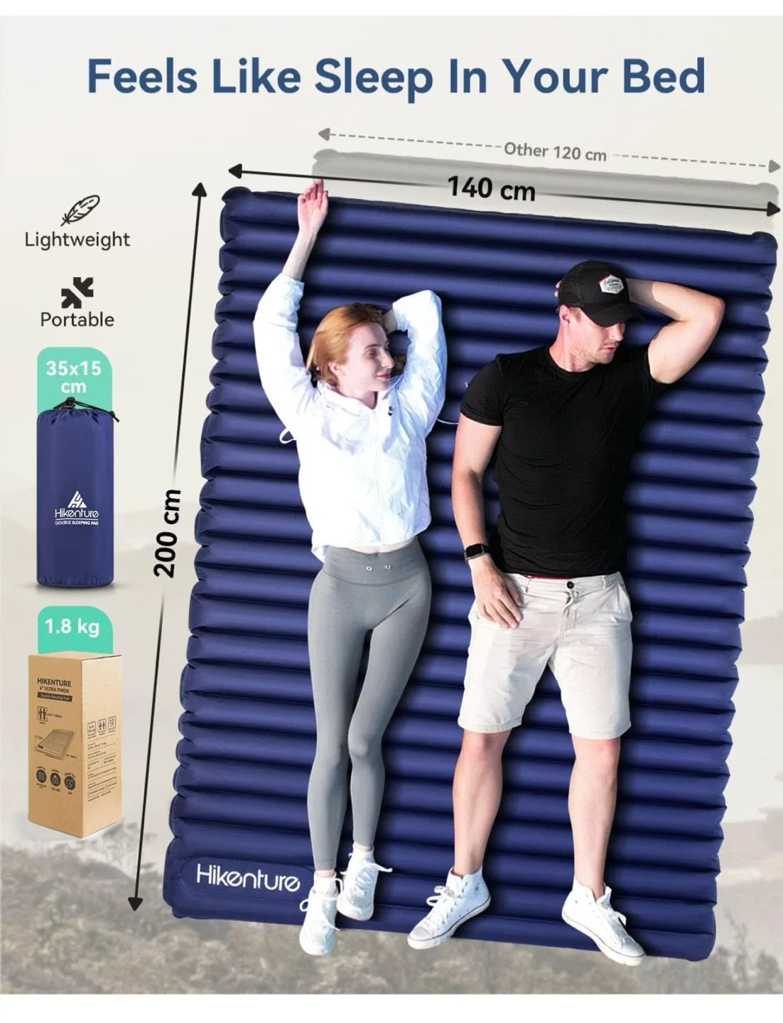 Hikenture 4" Ultra Thick Double Sleeping Pad - New image indicator(2)