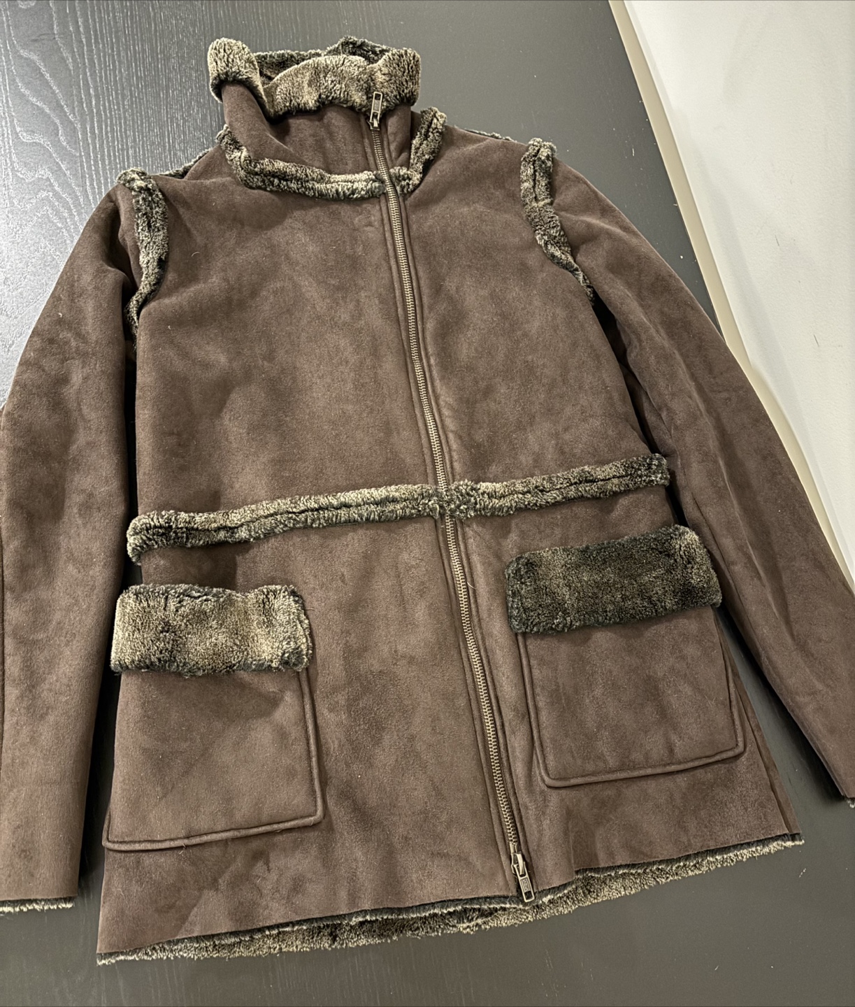 Joe Fresh Brown Faux Suede & Fur Jacket - Size M - photo 2