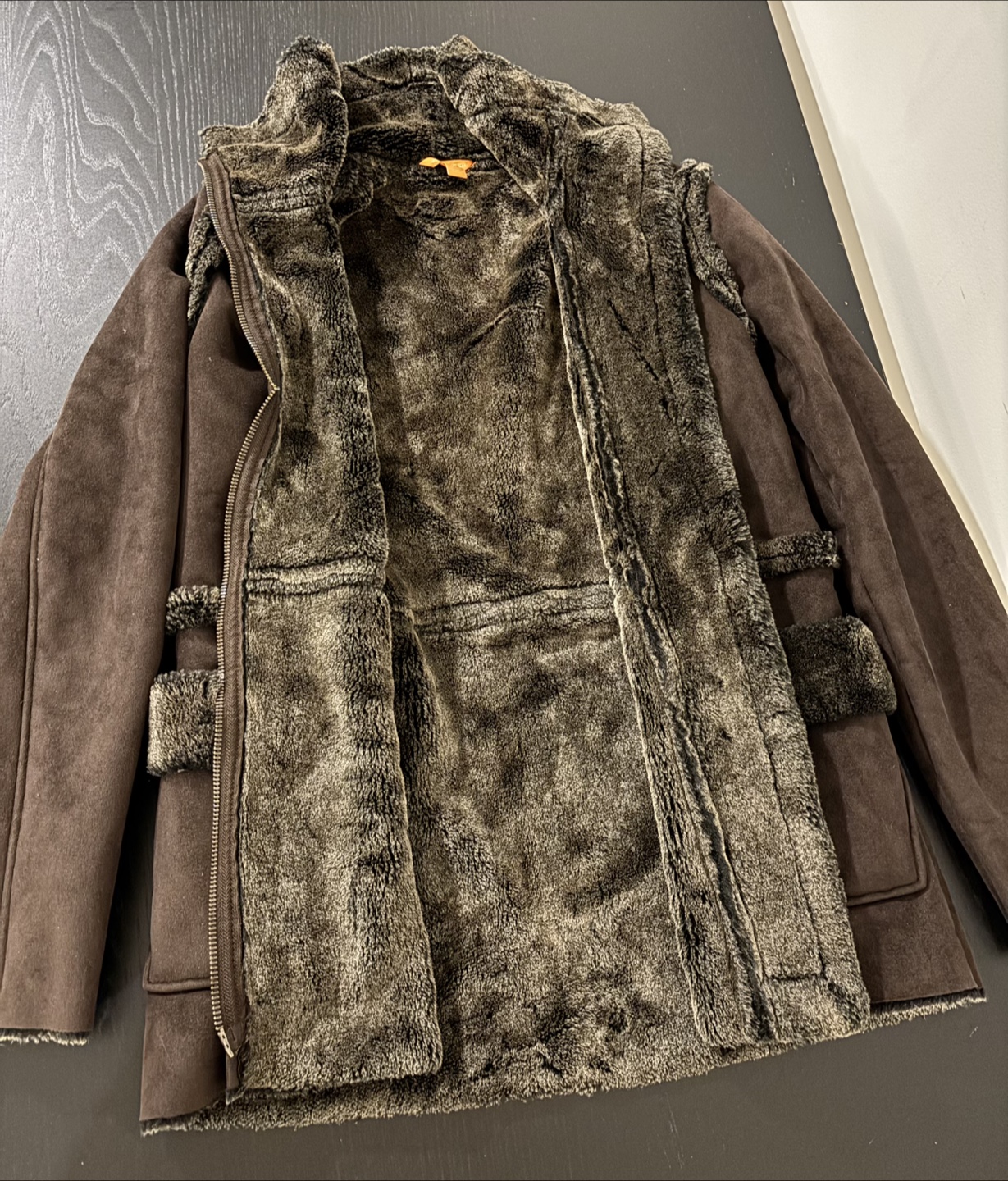 Joe Fresh Brown Faux Suede & Fur Jacket - Size M