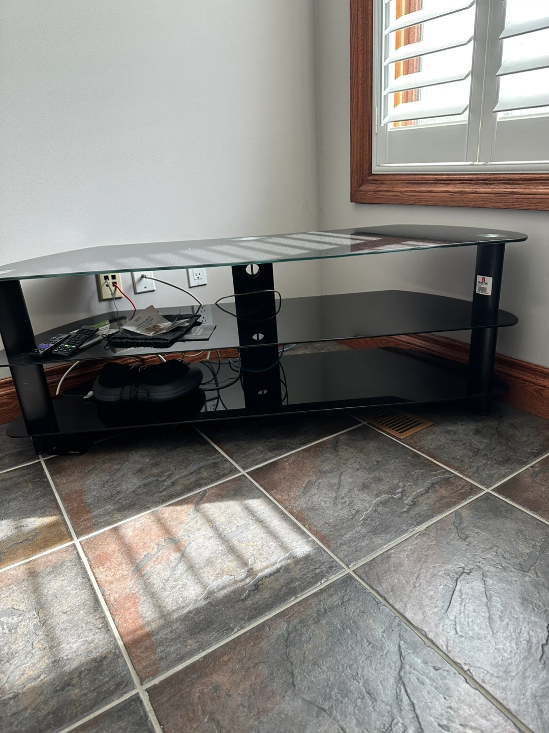 Black Glass TV Stand - photo 2