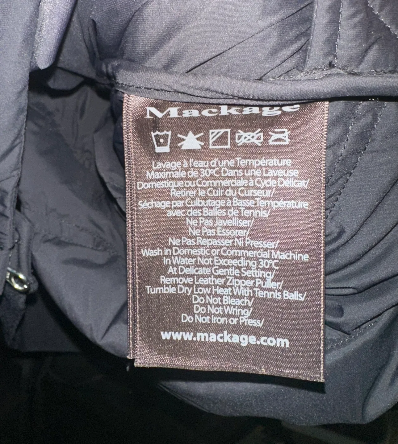 Mackage Emilio Black Bomber Goose  Down Jacket - Size L image indicator(4)