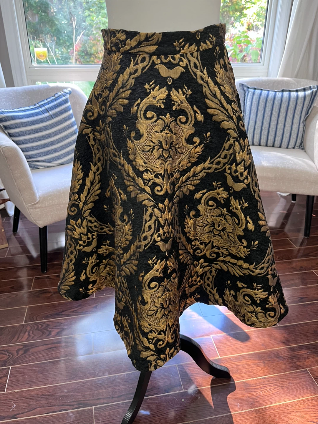 Chicwish Black & Gold Damask Skirt - Size S