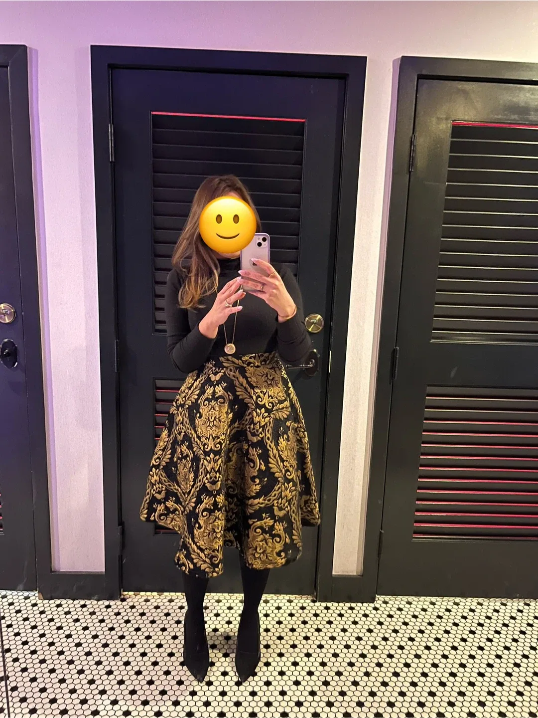 Chicwish Black & Gold Damask Skirt - Size S image indicator(5)