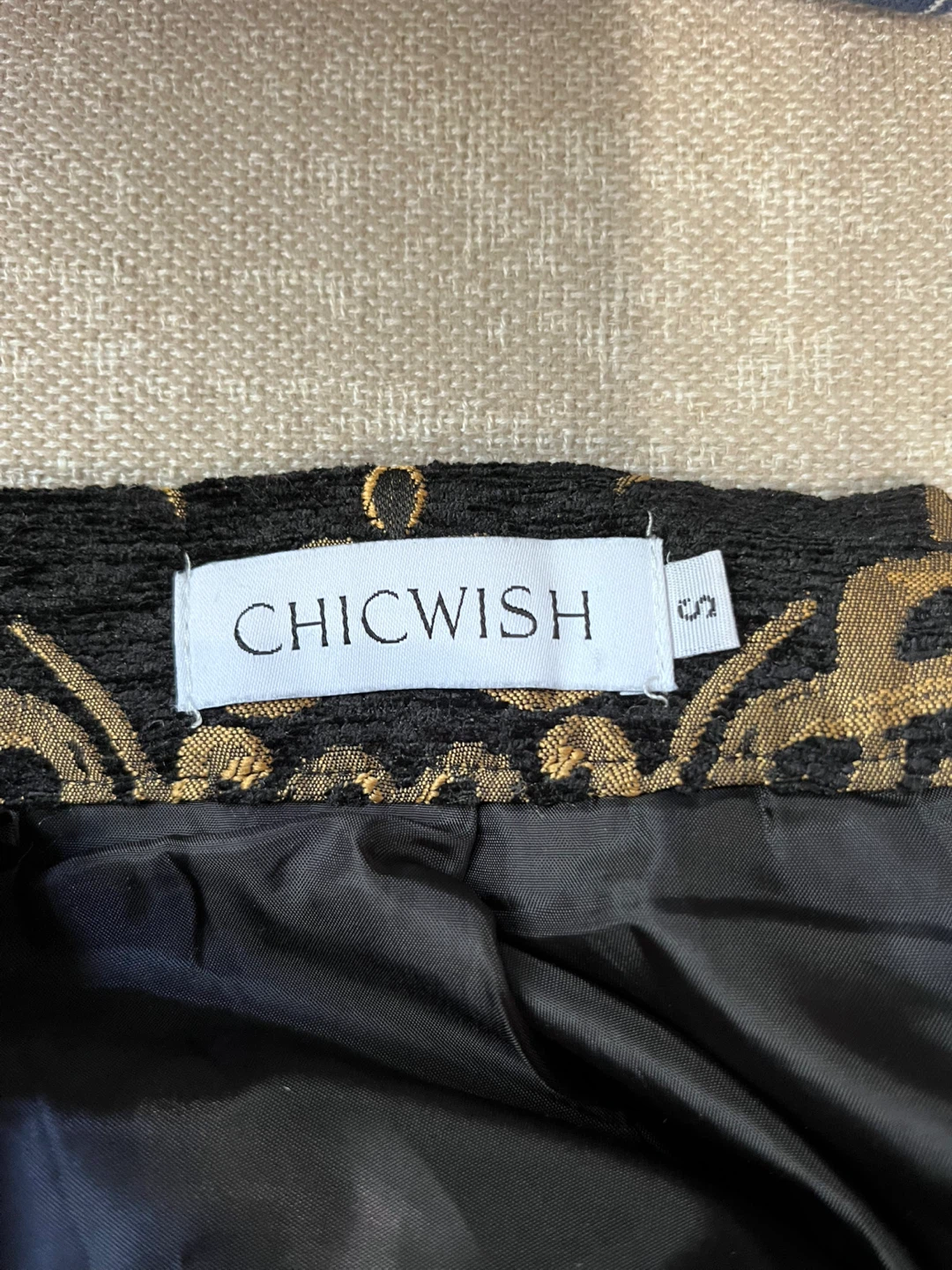 Chicwish Black & Gold Damask Skirt - Size S - photo 3