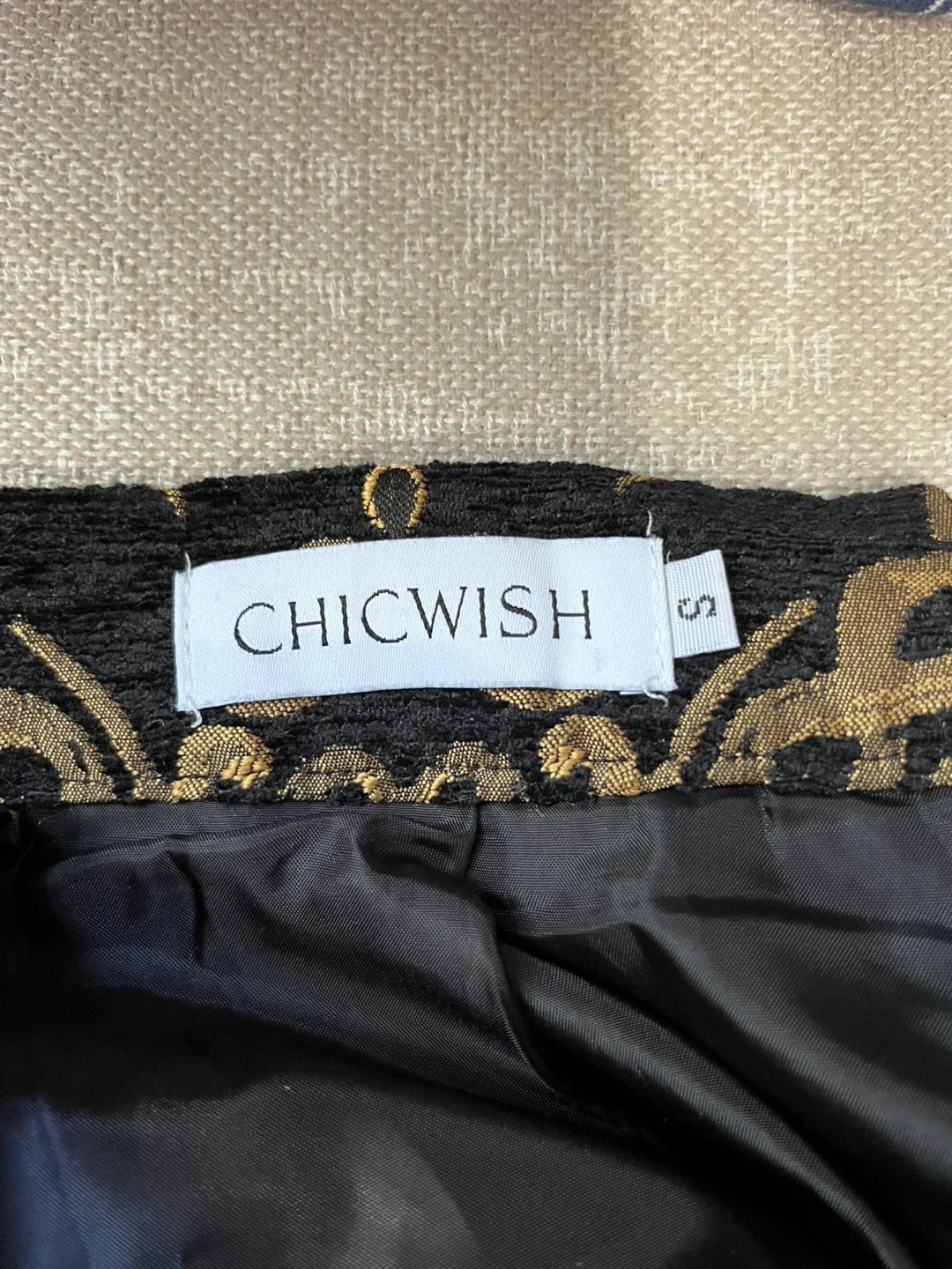 Chicwish Black & Gold Damask Skirt - Size S image indicator(3)
