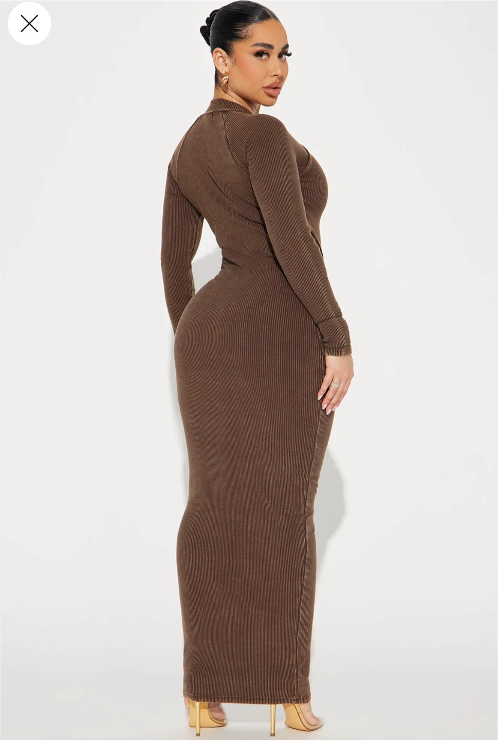 Fashion Nova Brown Ribbed Maxi Dress - photo 3