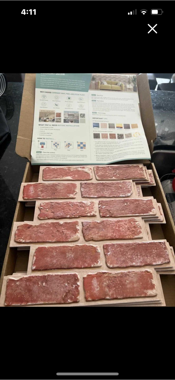Commomy Vinyl Peel and Stick Brick Tiles